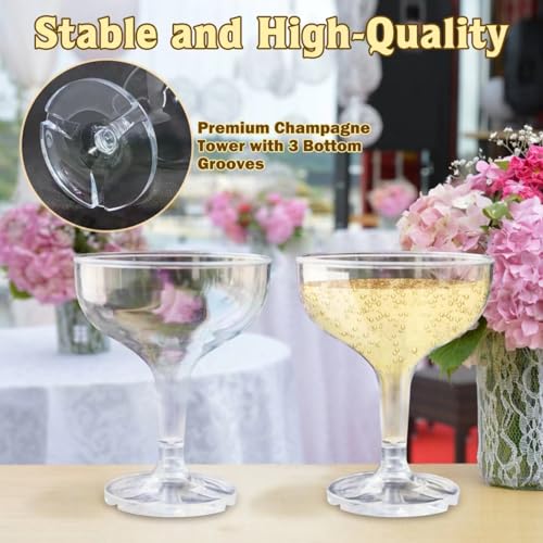 KYAPCK 100 Pcs Plastic Champagne Coupe Glasses for Parties, 5 oz Disposable Champagne Glasses Unbreakable Acrylic Martini ...