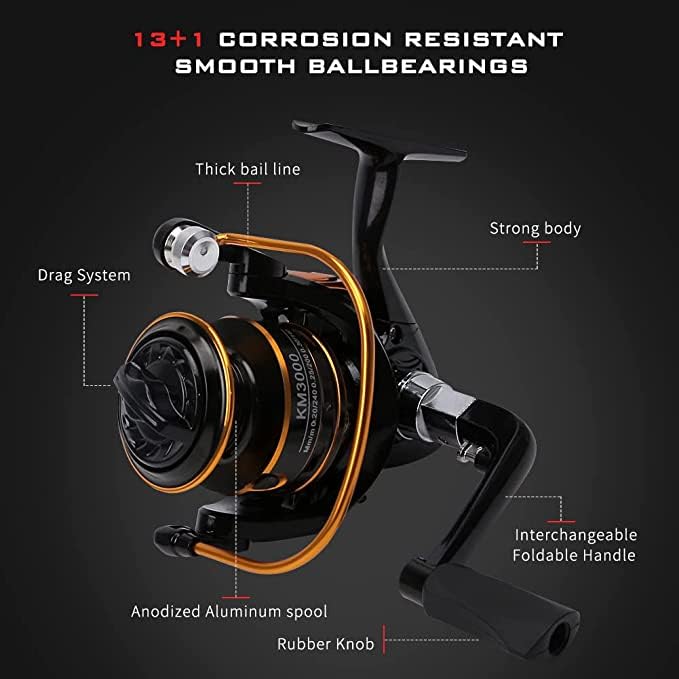Collapsible Fishing Rod and Reel Combo, BalanZze Telescopic Fishing Rod with Spinning Reel, Portable Collapsible Fishing P...