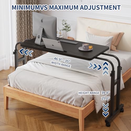 TigerDad Mobile Over The Bed and Recliner Table - Adjustable Height & Length, Stable Laptop Tray with Wheels for Kids & Ad...