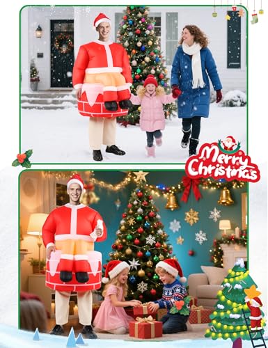 LETIME Inflatable Santa Costume Christmas Funny Blow up Santa Costume for Adults Holiday Parties, Cosplay, and Decorations