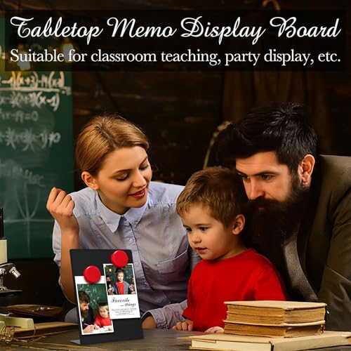 Fainne Magnetic Bulletin Board with Easel Stand Mini Black Magnet Metal Tabletop Memo Display Board for Back to School Men...