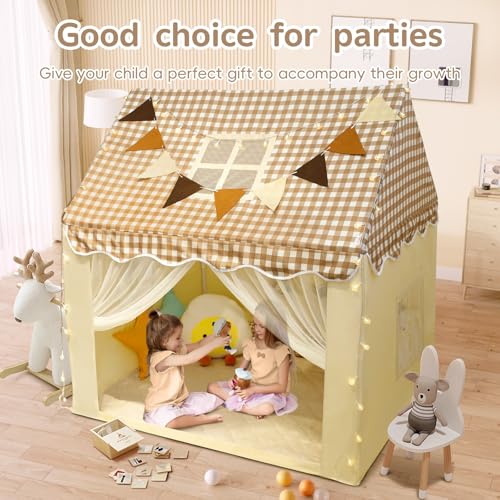 RONGFA Playhouse for Indoor & Outdoor, with Star Light, Flags and Carry Bag, Washable Kids Tent for Girls & Boys (Lattice ...