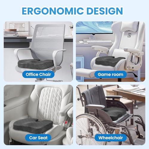 TushGuard Seat Cushion - Memory Foam Cushion for Office Chair, Car Seat, Airplane, Bleacher - Sciatica & Hip & Coccyx Pain...