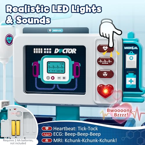 Lehoo Castle Doctor Kit for Toddlers 3-5, Kids Doctors Play Set, Mobile Cart with Lights and Sound, Pretend Play Stethosco...
