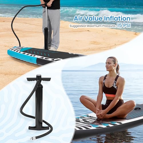 Paddle Board 14'x25’’ Inflatable Paddle Board with Complete SUP Accessories, Anti-Slip EVA Deck, Air Pump, Removable Fins,...