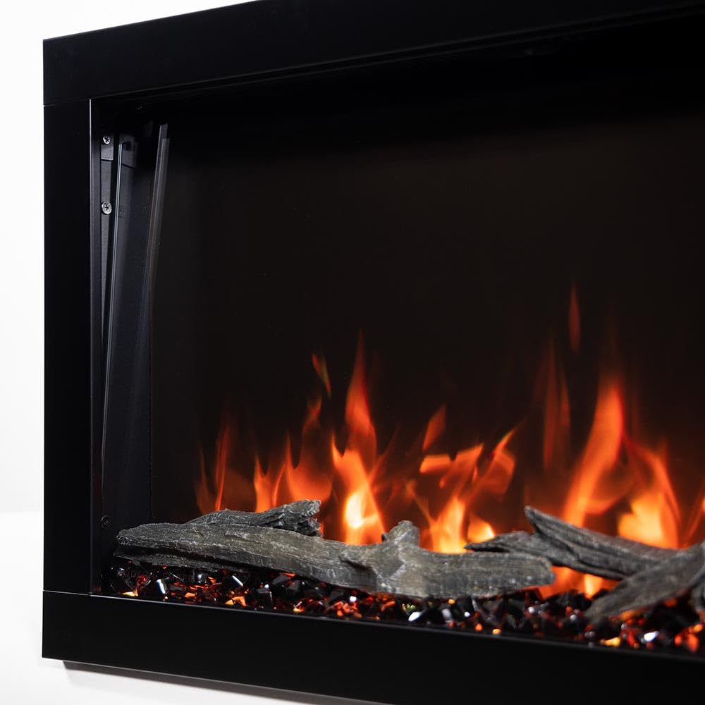 Modern Ember Highmark 72 Inch Smart Linear Electric Fireplace - Premium Flame with 10 Colors, Sleek Hidden Vent Design, Install Recessed in-Wall or Wall-Mount, WiFi Enabled.