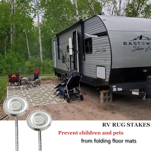Thunia Outdoor Rug Stakes Stainless Steel Spiral Rv Carpet Stakes Patio Mats Stakes Used for Rugs, Tents, Camping, Lawn, T...