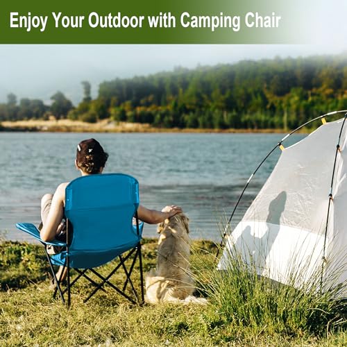 SAILARY Folding Camping Collapsible Chairs Heavy Duty Lawn Chair with Cooler Bag, Storage Pocket, Waterproof Bag Outdoor A...