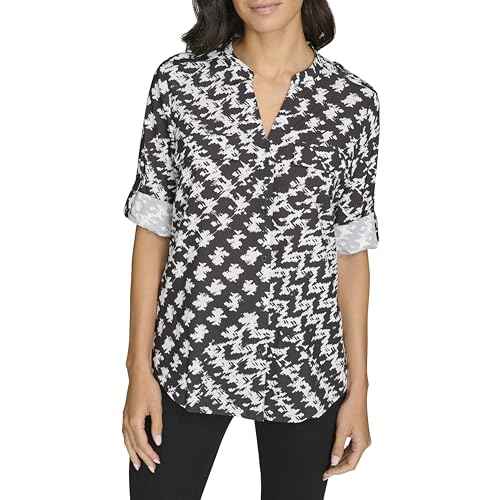 Calvin Klein Womens Printed Long Sleeve Blouse