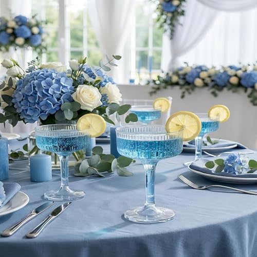 Houmury 20 Pcs 7oz Plastic Champagne Glasses Unbreakable Plastic Martini Glasses Flutes Reusable Clear Acrylic Coupe Drink...