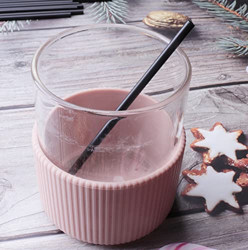 Sowaka 100 Pcs Plastic Straws Disposable Black Hot Drinking Coffee Stirrers for Chocolate Tea Cup Cocktail Party Supplies ...