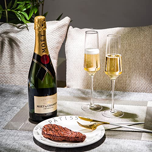 BACLIFE Champagne Flutes - Hand Blown Elegant Champagne Glasses Set of 6 - Unique Gift for Christmas,Birthday,Wedding - Id...