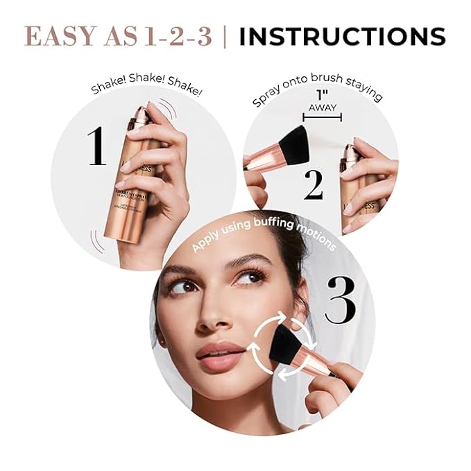 LUMINESS Silk Airbrush Spray Foundation 3-PC Kit - Foundation, Primer & Dual-Sided Angled Makeup Brush - Buildable Coverage, Anti-Aging Formula, Humidity Resistant, Hydrates & Moisturizes, Light Warm
