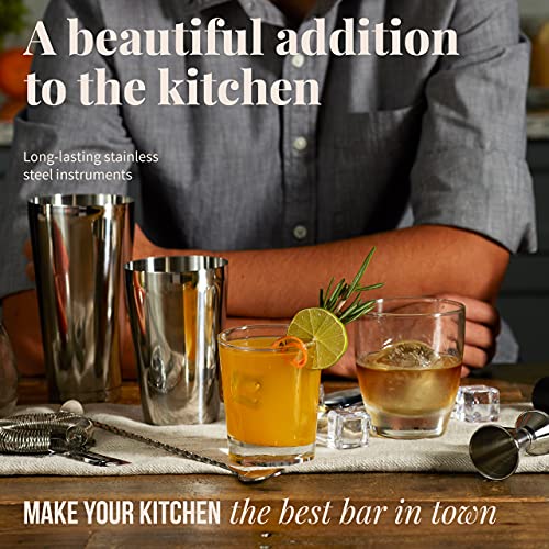 Mixology & Craft Bartender Kit - 13 Piece Set Including Stainless Steel Cocktail Making with Bar Stand & Boston Shaker, Pe...