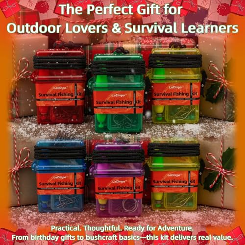 LoDinpo Mini Survival Fishing Kit Small Emergency Fishing Gear Box Pocket Fishing Tackle Travel Fishing Shoebox Surf Survi...