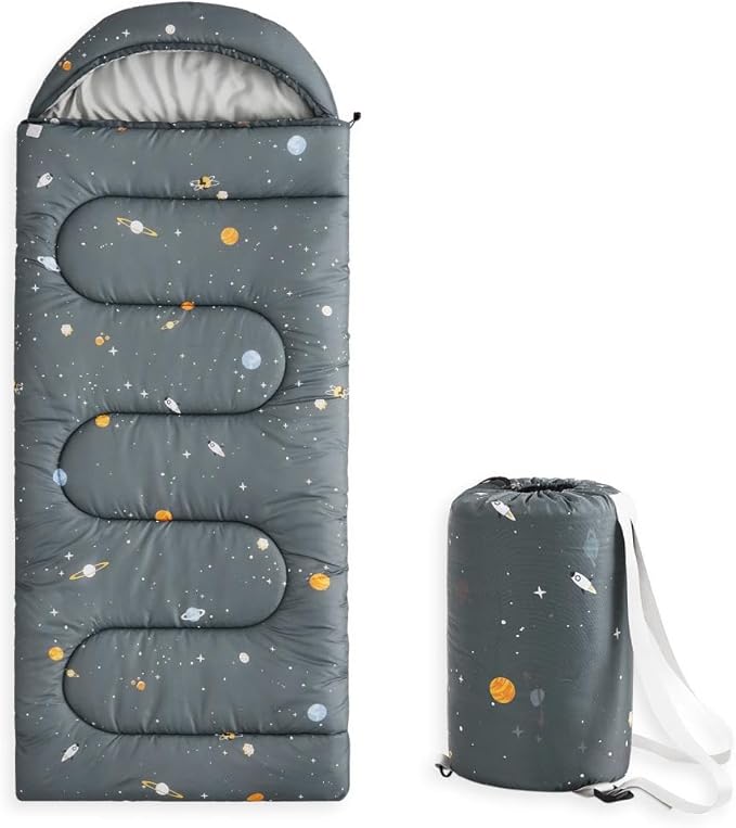 Wake In Cloud - Kids Sleeping Bag for Boys Toddlers, Camping in Warm Cold Weather, Backpacking Lightweight Compact Outdoor...
