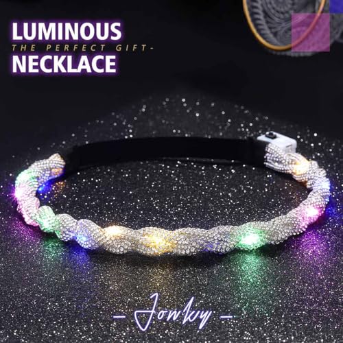 JONKY Light Up Headband Silver Rhinestone Headpiece Costume Rave Hair Accessories for Women (Silver)