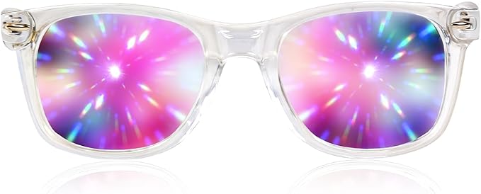 GloFX Ultimate Diffraction Glasses - Clear - 3D Prism Rainbow Effect - Great Edm, Festival, Concert, Fireworks, Christmas ...