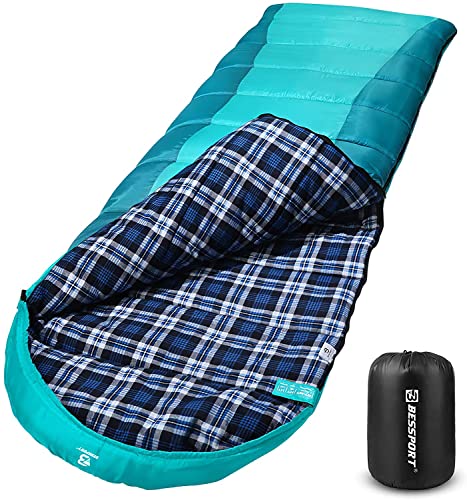 Bessport Sleeping Bag Winter | Flannel Lined 18℉ - 32℉ Extreme 3-4 Season Warm & Cool Weather Adult Sleeping Bags Large | ...