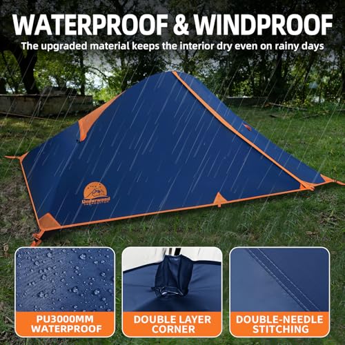 1 Person Backpacking Tent for Camping - Ultralight Waterproof Outdoor One Person Tent, Windproof Rainproof Compact Single ...