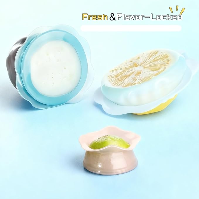 Kitchen reusable food wraps,silicone covers are food-grade safe and eco-sustainable, stretch to fit cups, water bottles, beer bottles, and all kinds of containers,plus fruits of any shape,3PCS.