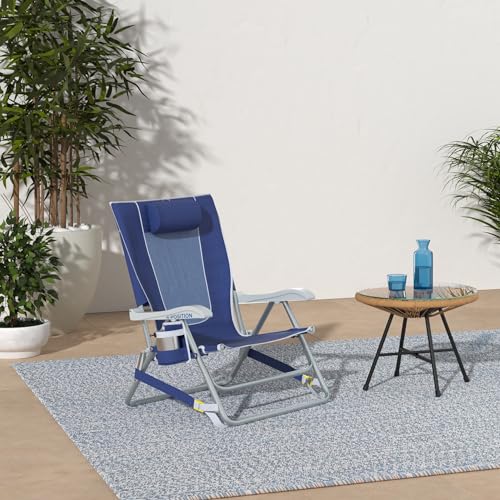GCI Outdoor Backpack Beach Chair | Reclining Folding Chair with Durable Armrests, Drink Holder & Carry Straps, Perfect for...