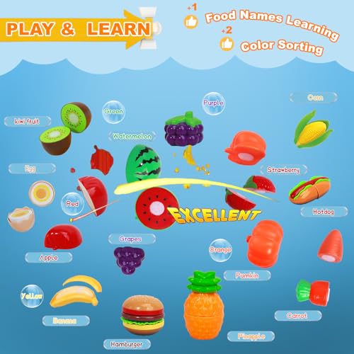 Kids Camping Toys, Mitcien Camping Set Include Pretend Campfire Play Food Fruits & Vegetables Hamburger Magnetic Fishing T...