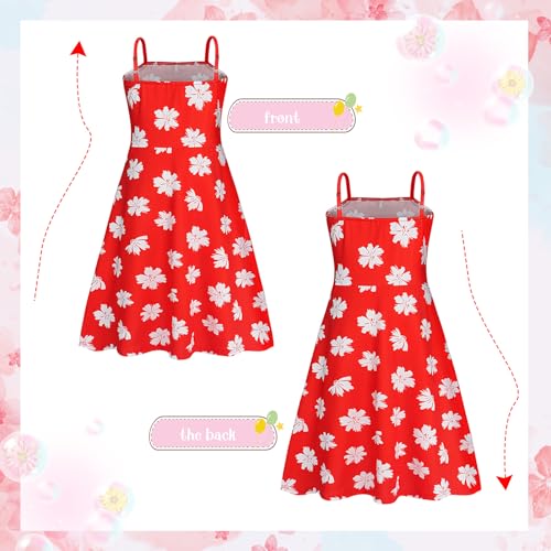 Benylion Hawaiian Dress Girls Red Leaf Dress Summer Dresses Halloween Christmas Cosplay Birthday Party Wear