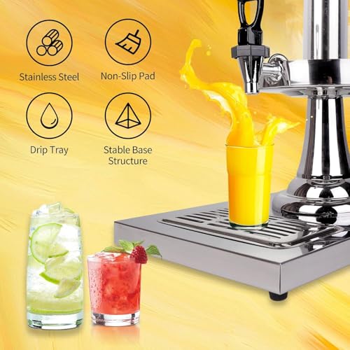 Beverage Dispenser With Stand, Drink Dispenser for Party, Stainless Steel Water Jar Dispenser with Ice Container, Spigot, ...