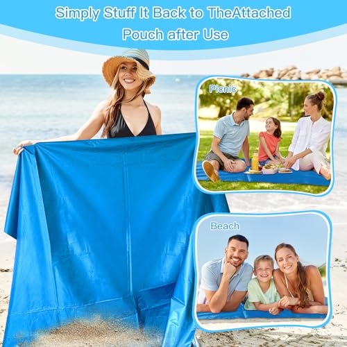CQSYWQING Beach Blanket Waterproof Sandproof Beach Mat for 2-4 Adults Quick Drying Outdoor Picnic Mat Beach Accessories， C...