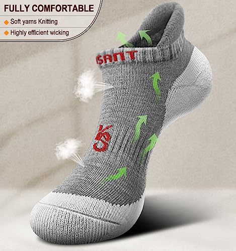 Mens Socks 6 Pairs-Athletic Ankle Socks Cushioned No Show For Men Running-Arch Compression Support