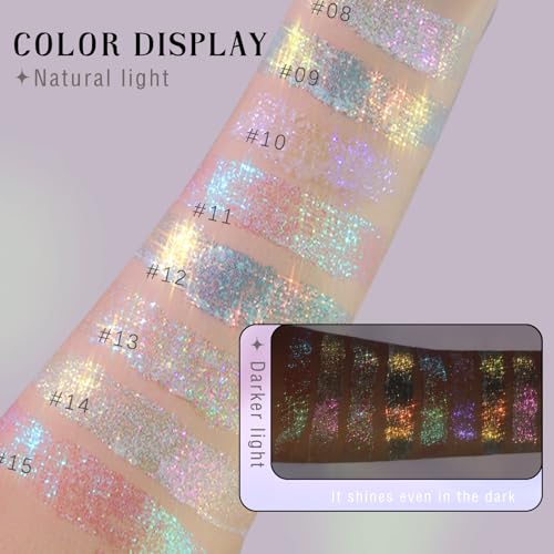 HOSAILY 2 Colors Roll-on Body Glitter Gel, Holographic Glitter Gel Under Light for Face Hair, Body Shimmer for Rave Access...