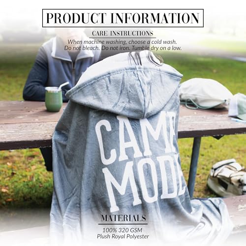 Pavilion Gift Company - Camp Mode - One-Size-Fits-Most 50" x 60" Oversized Hooded Wearable Plush Soft Warm Cozy Blanket Cl...