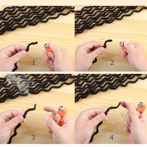 Curly Wave Loc Extensions Human Hair 0.4cm&0.6cm width 6-18 inch 10,30 strands 100% human hair locs extensions for men women Handmade Permanent Dread Extensions0.6cm 12inch 30strands