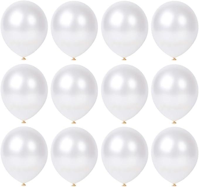 12 inch Pearl White Latex Balloons, 60 pcs Thick WhiteBalloons for Party Decorations (12inch Pearl white)