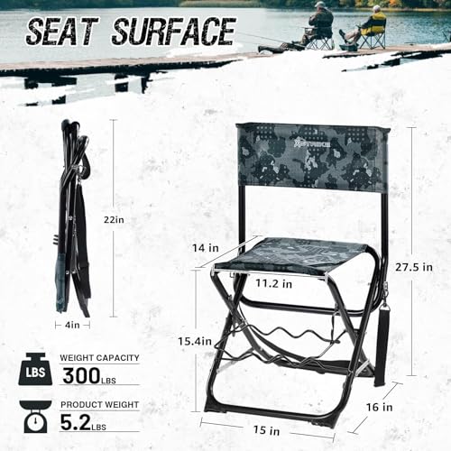 X Strike Portable Fishing Chairs Outdoor Folding Stool for Adults Portable Camping Chair for Ice Fishing,Hunting,Lawn,Pati...