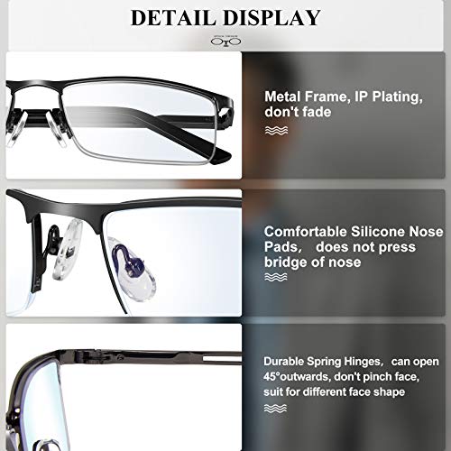 Lcbestbro Reading Glasses for Men, 1.5 Blue Light Blocking Reading Glasses Metal Readers