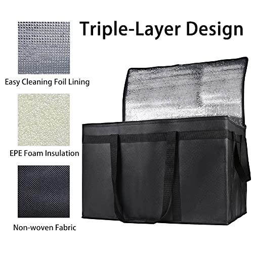 Bodaon 2-Pack Insulated Food Delivery Bag, XXX-Large Meal Grocery Tote Insulation Bag for Hot and cold Food, Commercial, L...