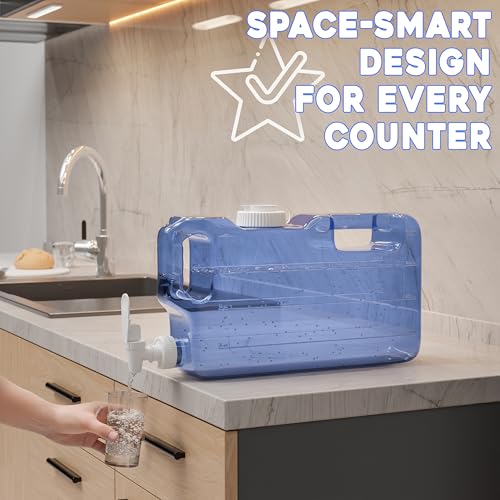 Refrigerator Water Dispenser 1.1 Gallon Bottle with Spigot - BPA Free Plastic Slim Water Jug with Spout Leak Proof | Refil...