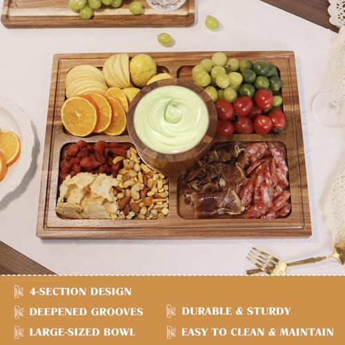 Krbnk 17" Acacia Wood Cake Stand with Lid, 2-in-1 Rectangular Charcuterie Board & Dessert Display, Shatterproof Acrylic Ca...
