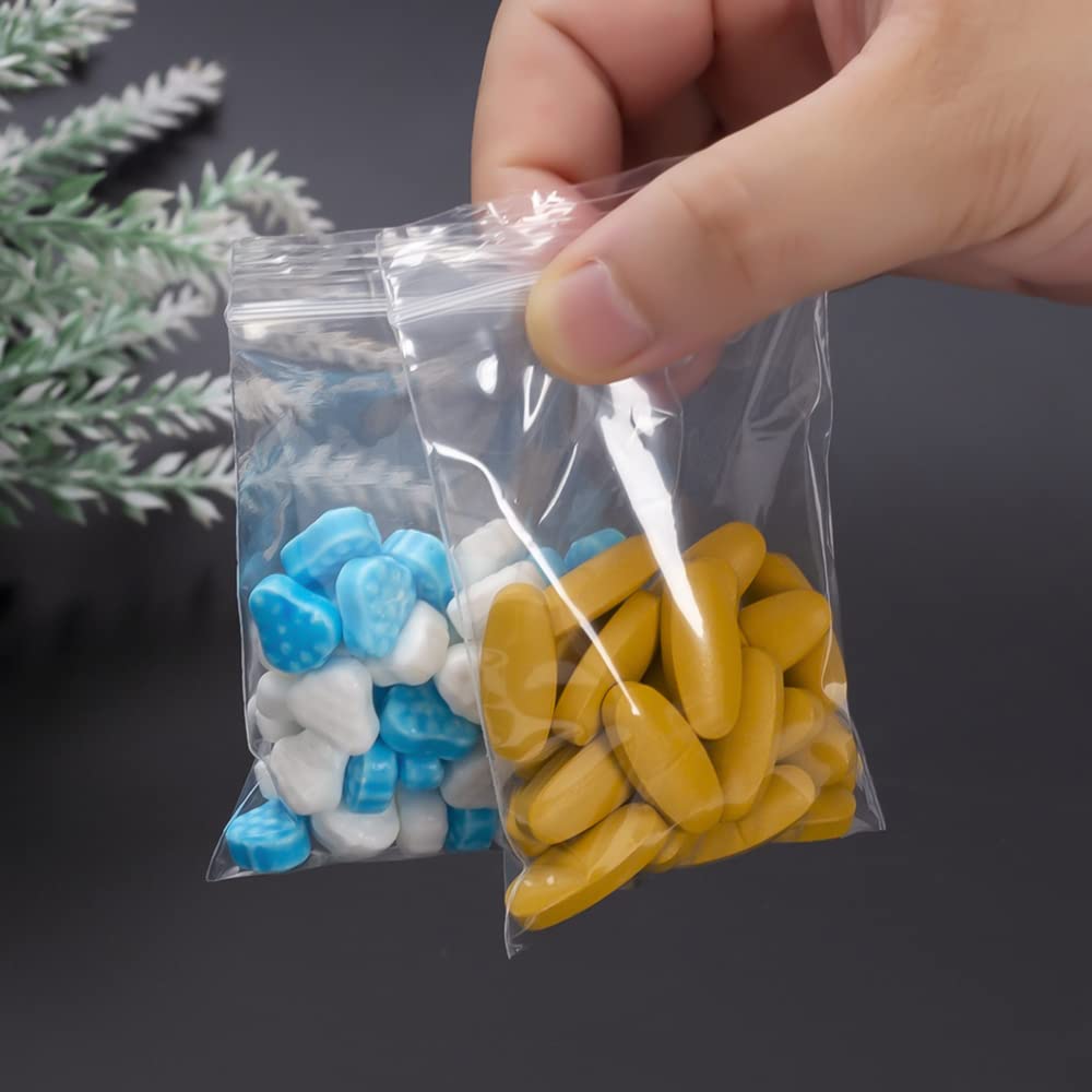 Small Plastic Bags, 300 PCS Mini Baggies, 3 Assorted Sizes, Transparent Jewelry Bag Reclosable, Clear Bag, Resealable Poly Bags for Pill, Beads, Screws, Packaging