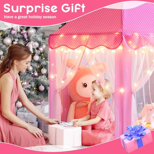 Monobeach Princess Tent Girls Large Playhouse Kids Castle Play Tent with Star Lights Toy for Children Indoor and Outdoor G...