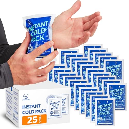 25 Pack Instant Ice Cold Pack (6” x 4.5”) - Disposable Instant Ice Packs for Injuries | Cold Compress Ice Pack for Pain Re...