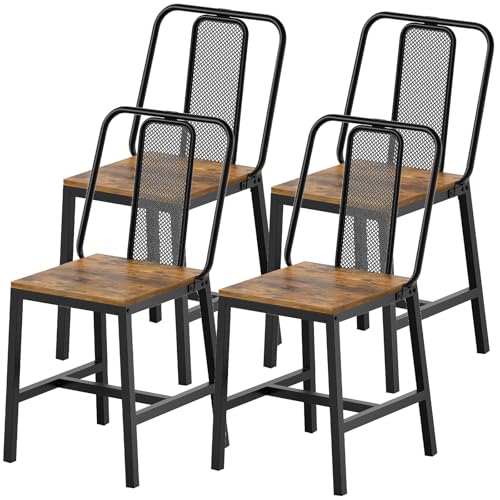 YATINEY Dining Chairs Set of 4, Wooden Kitchen Chairs, Farmhouse Dining Chairs with Back Support, for Living Room, Kitche...