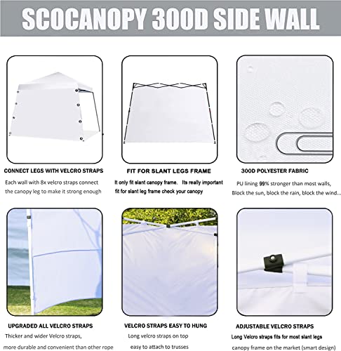 SCOCANOPY SideWall for 10x10ft Slant Leg Canopy Frame, 3 Pack SunWall Only (Black)