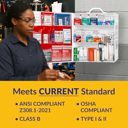 MFASCO 2021 ANSI/OSHA Compliant First Aid Kit - Large, Wall Mountable - with Medications - ANSI Standard 2021 First Aid Ki...