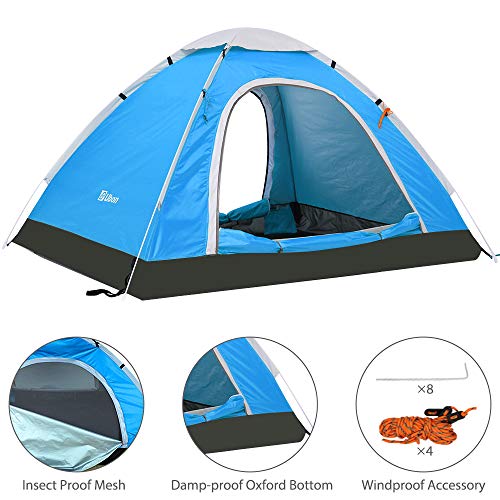 Ubon 2/3 Person Lightweight Instant Pop Up Indoor Outdoor Backyard Tent for Camping Backpacking