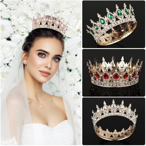 AOOSA Crown for Women, Full Round Queen Crowns, Sparkly Rhinestone Tiara, Princess Tiaras Hair Accessories for Party, Birt...