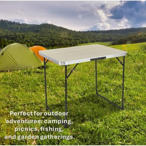 J&V TEXTILES Rectangle Portable Folding Table with Handle (Driftwood, 2.63 Feet)