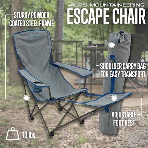 ALPS Mountaineering Escape Lounge Camping Chairs for Adults with Footrest and Adjustable Armrests, Sturdy Steel Frame, Compact Foldable Design, and Carry Bag